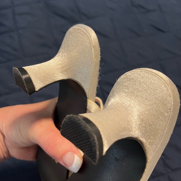 Women’s Penmans shimmering off white strap kitten heel shoes. - Picture 12 of 12